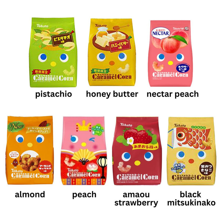 Tohato Caramel Corn Assorted Flavors (One Carton) / Product of Japan