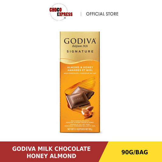 Godiva Milk Chocolate Honey Almond 90g (Halal Logo)